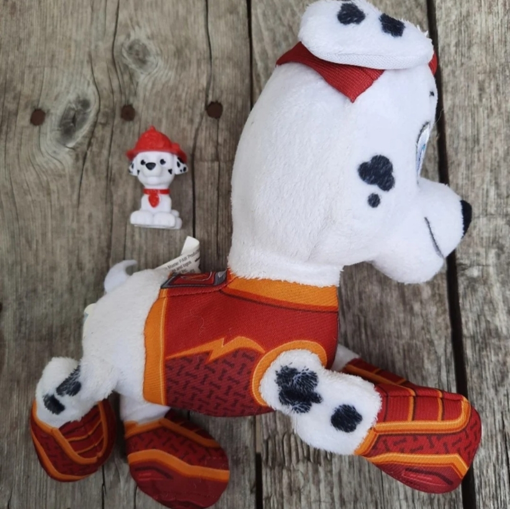 Lot 2 Paw Patrol Stuffed Animal & Plastic figurine Marshall
